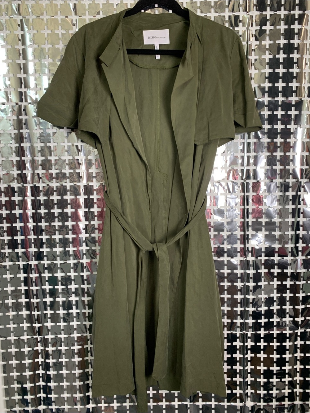 BCBGeneration Olive Green Short-Sleeve Wrap Tunic